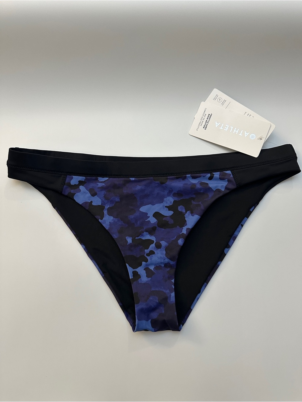 Athleta Freestyle Camo Swim Bikini Bottom Women’s Size L Black Blue